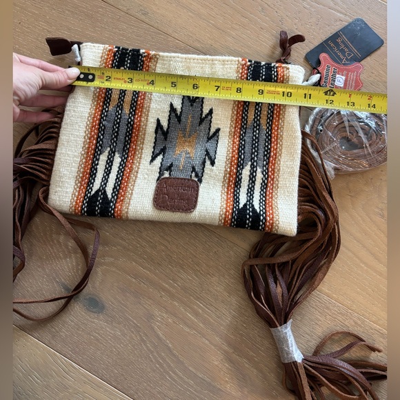 American Darling Bag Churro Wool Leather Tooled Fringe Aztec Boho Crossbody NWT - Picture 5 of 15
